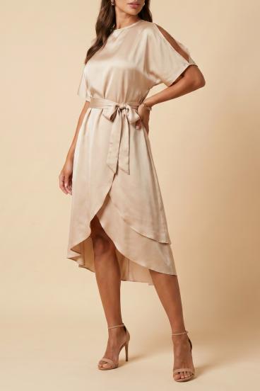 Vestido midi elegante con recortes Thiena, color champán