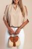 Blusa suelta elegante con escote en "V", beige
