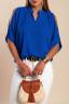 Blusa suelta elegante con escote en "V", azul real