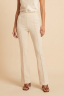 Pantalones largos acampanados de cintura alta, crema