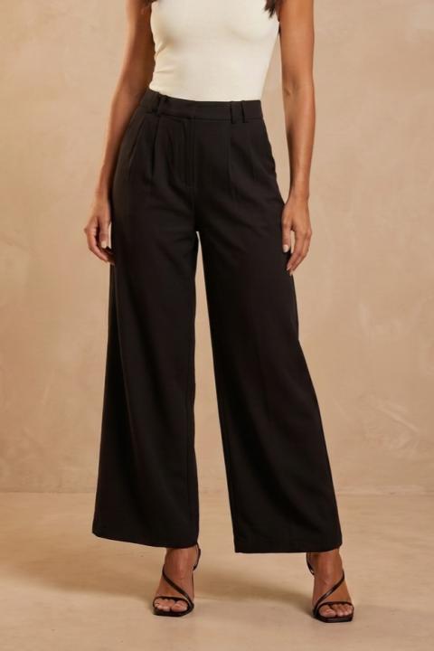 Pantalones largos de pierna ancha, negros