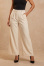 Pantalones largos de pierna ancha, crema