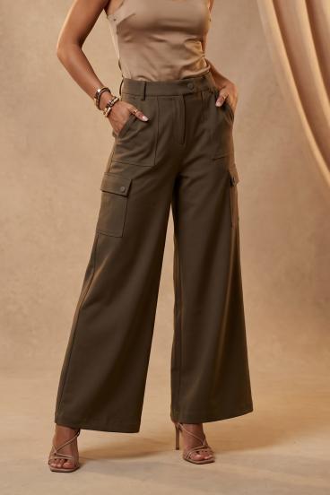 Pantalones cargo con bolsillos, verde oliva