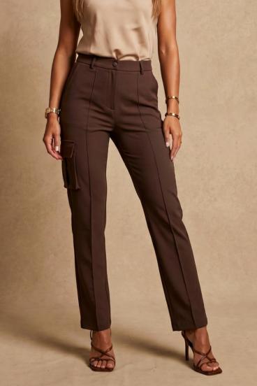 Pantalones cargo con bolsillos, marrón