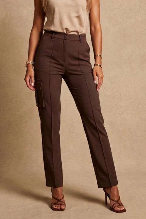 Pantalones cargo con bolsillos, marrón