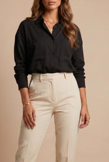 Camisa de viscosa, negra