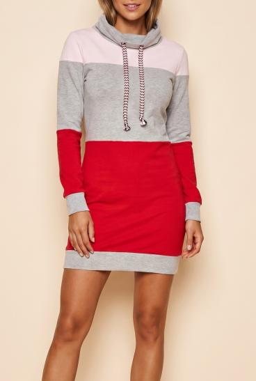 Vestido mini de algodón multicolor, gris
