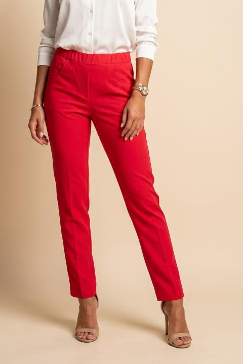 Pantalones largos con cintura elástica, rojos