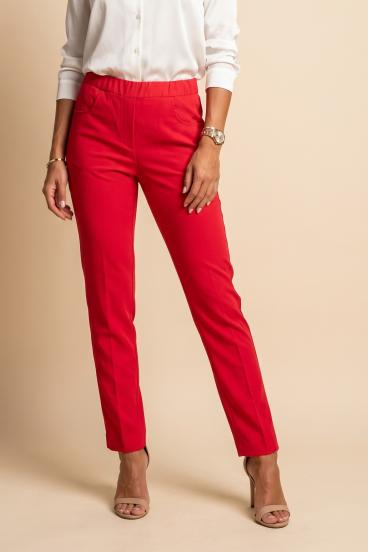 Pantalones largos con cintura elástica, rojos