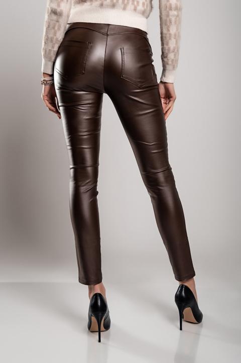 Pantalón ajustado de cuero artificial Roda, marrón