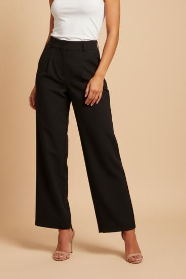 Pantalones elegantes con cintura elástica, negros