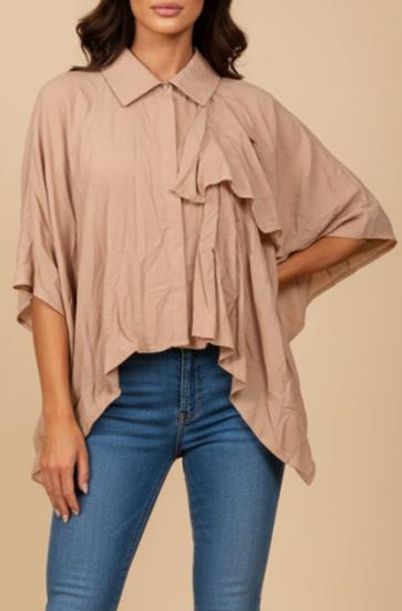 Blusa asimétrica de viscosa, beige