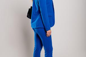 Conjunto pantalón con blazer elegante monocolor Estrena, azul