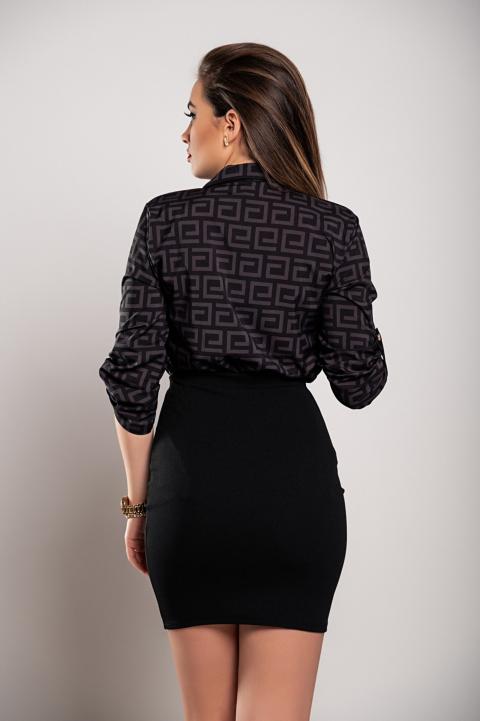 Elegante blusa con estampado geométrico Lavlenta, negra