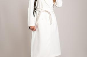 Elegante abrigo largo con botones, blanco