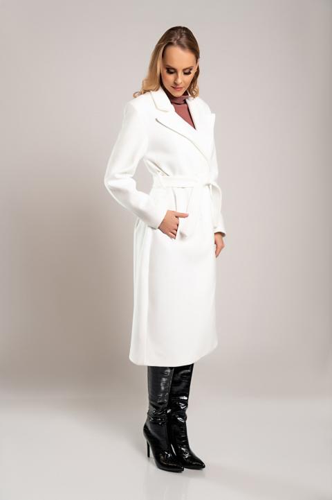 Elegante abrigo largo con botones, blanco