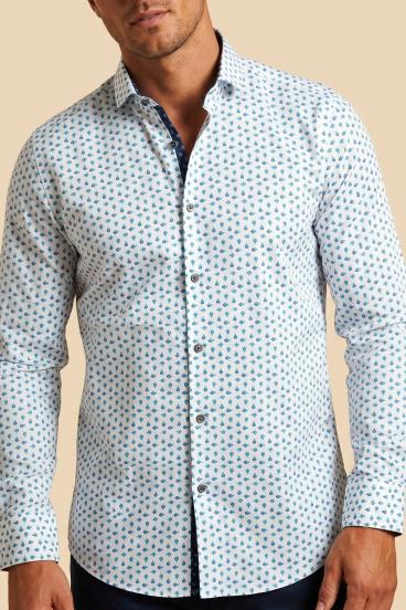 Camisa estampada para hombre, blanca
