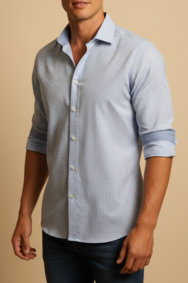 Camisa estampada para hombre, azul claro