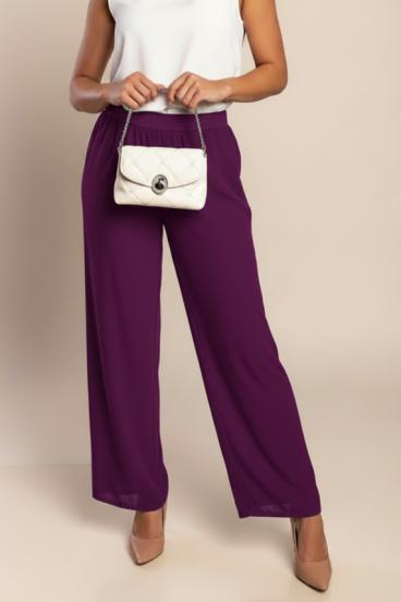 Pantalones elegantes con cintura elástica, violeta