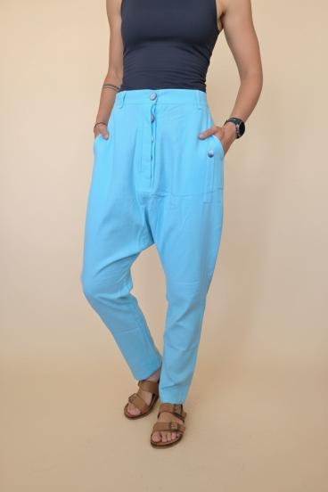 Pantalones largos con botones, turquesa