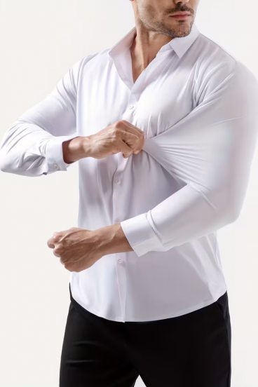 Camisa sin arrugas – elegante camisa de hombre sin planchar, súper elástica y transpirable, para looks de negocios, casuales y diarios