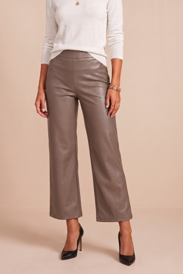 Pantalones de imitación de cuero, marrones