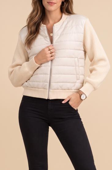 Cardigan de punto con cremallera, blanco