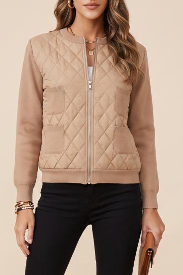 Chaqueta de punto con cremallera, albaricoque