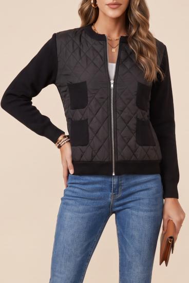 Chaqueta de punto con cremallera, negra