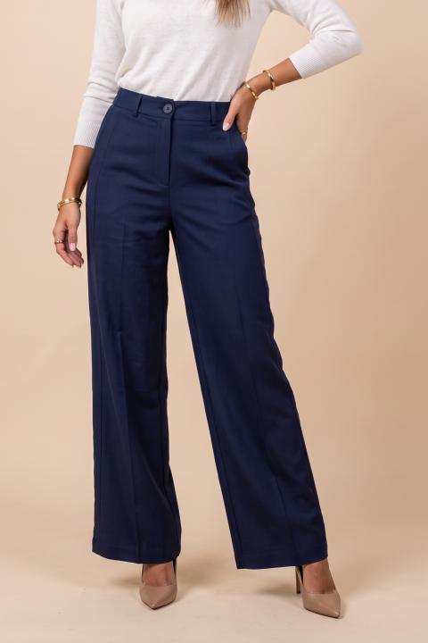 Pantalones rectos elegantes, azul oscuro