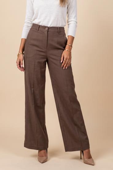 Pantalones rectos elegantes, marrón