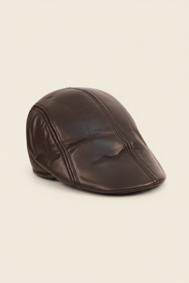 Gorra de cuero sintético, Marrón Oscuro