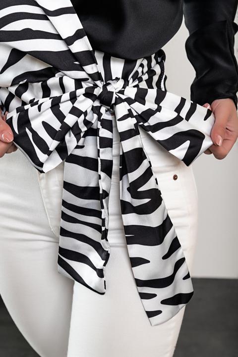 Elegante blusa con estampado Roveretta, blanco y negro
