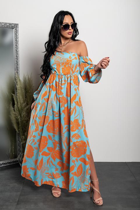 Maxi vestido elegante con estampado Montella, naranja