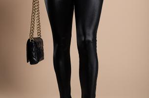 Leggings de moda con cintura ancha, negro.