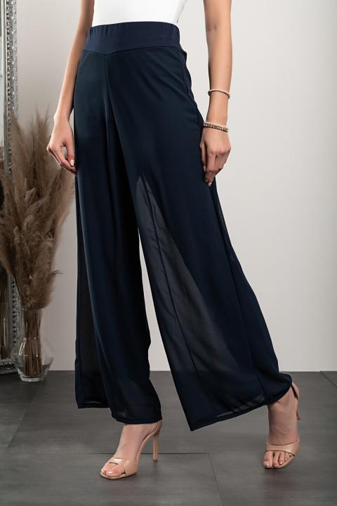 Elegante pantalón largo Veronna, azul oscuro