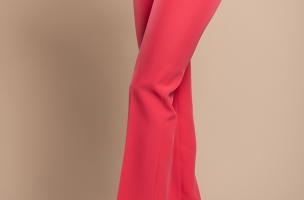 Pantalón largo elegante con pernera recta, coral