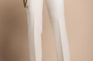 Pantalón largo elegante con pernera recta, beige