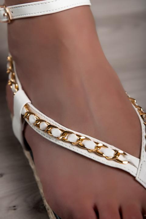 Sandalias con cadena decorativa, blanco