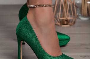 Zapatos de tacón alto con purpurina, verde