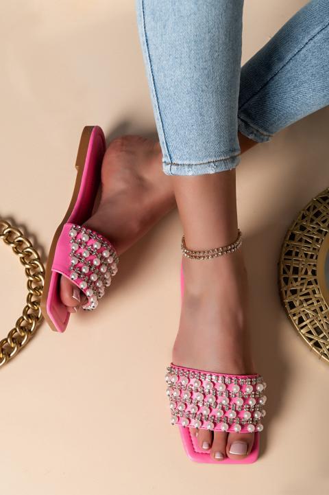 Sandalias con cuentas decorativas, rosa claro