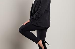 Conjunto pantalón con blazer elegante monocolor Estrena, gris