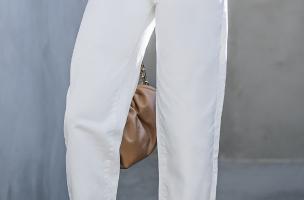 Pantalón largo de cintura alta, blanco