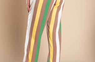 Pantalón elegante con estampado de rayas, amarillo.