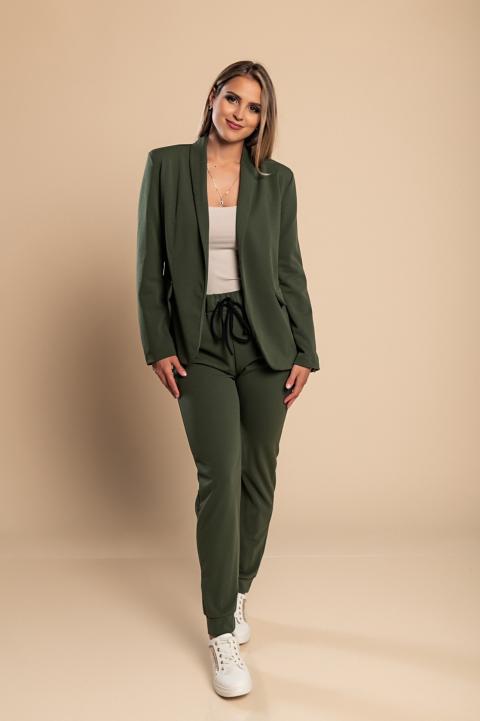Conjunto pantalón con blazer elegante Estrena, verde aceituna