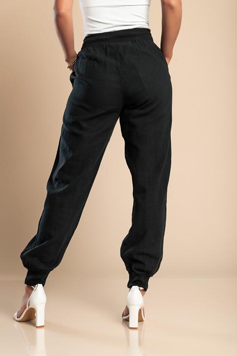 Pantalón largo con bolsillos y elástico  en la cintura Amory, negro