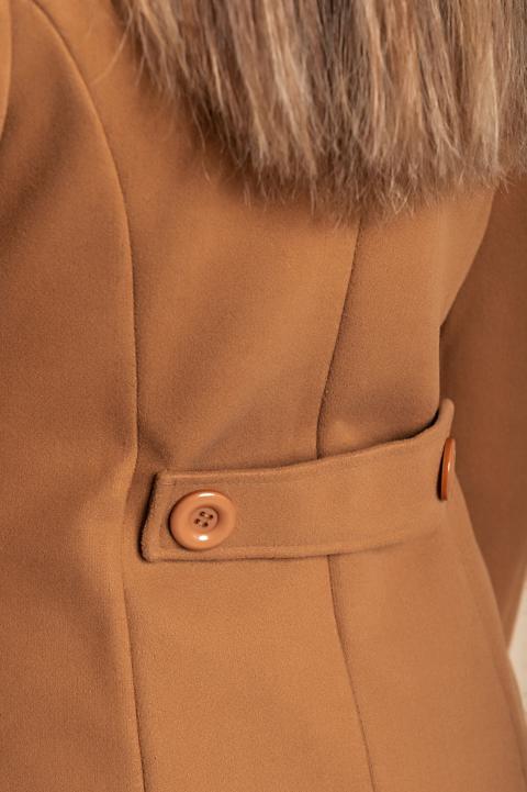 Elegante abrigo con botones, camellos