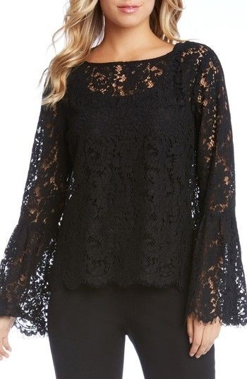 Buzo Civil Grabar Elegante blusa de encaje transparente, negra, -50%